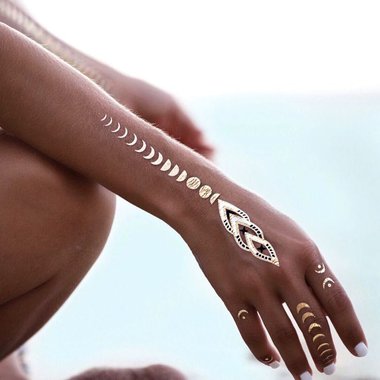 gold flash tattoos, gold temporary tattoos, flash tattoos
