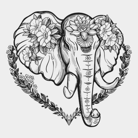 переводная татуировка elefante bifronte